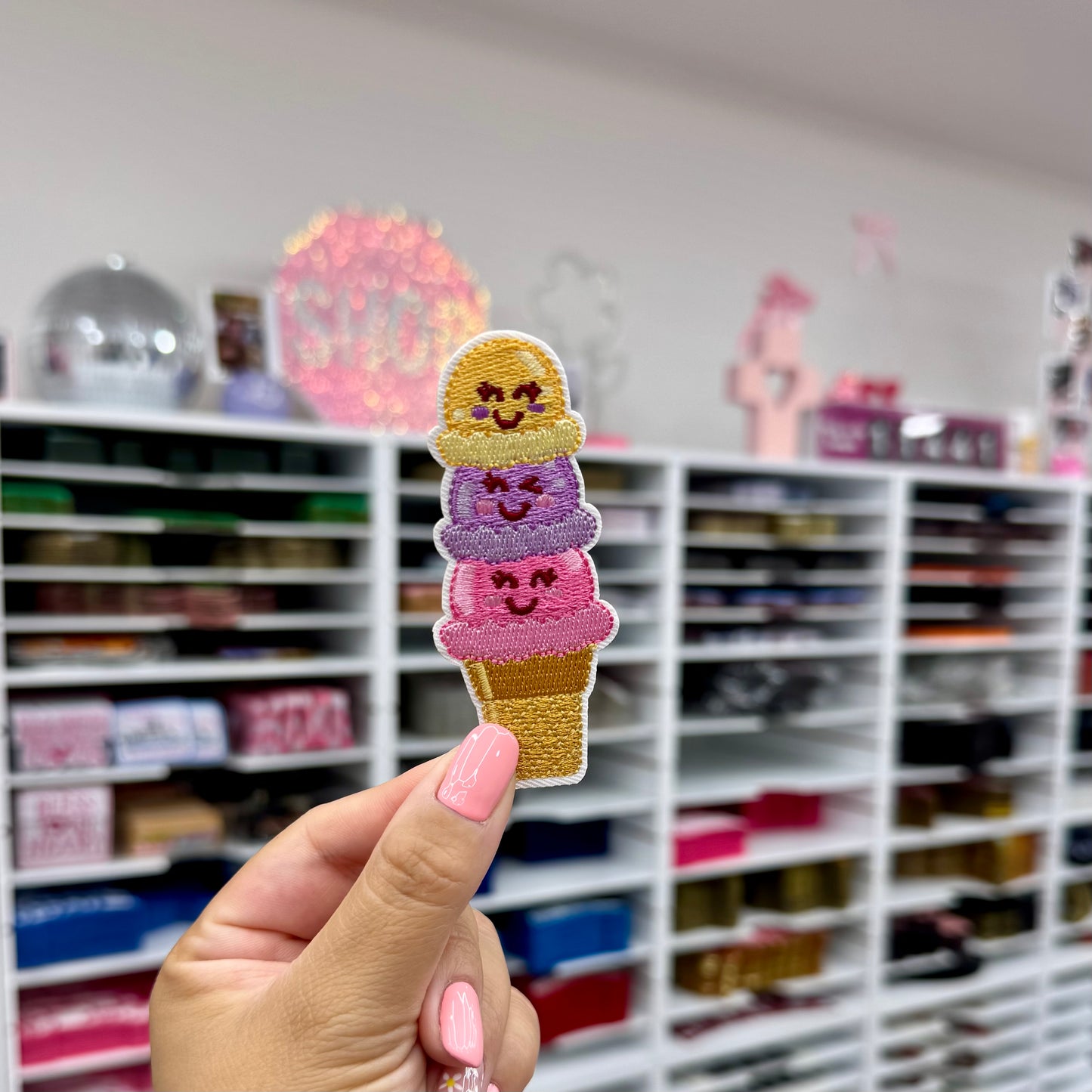 Girly Ice Cream Cone - Embroidered Patch