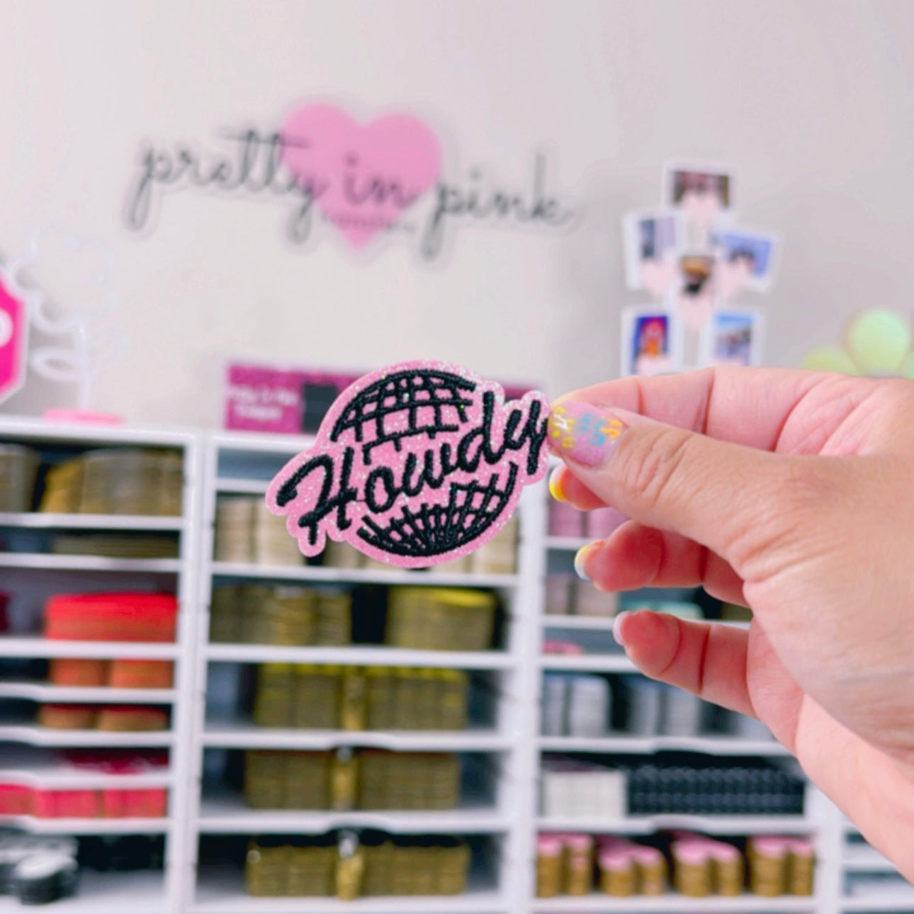 Pink Glitter Disco Howdy - Embroidered Patch
