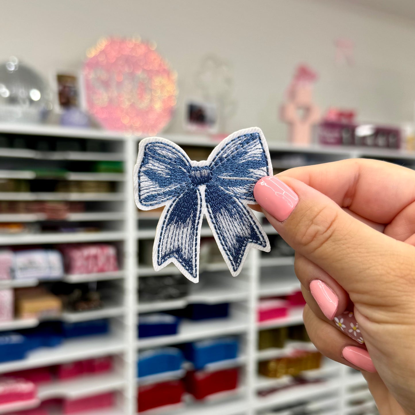 Blue Bow - Embroidered Patch
