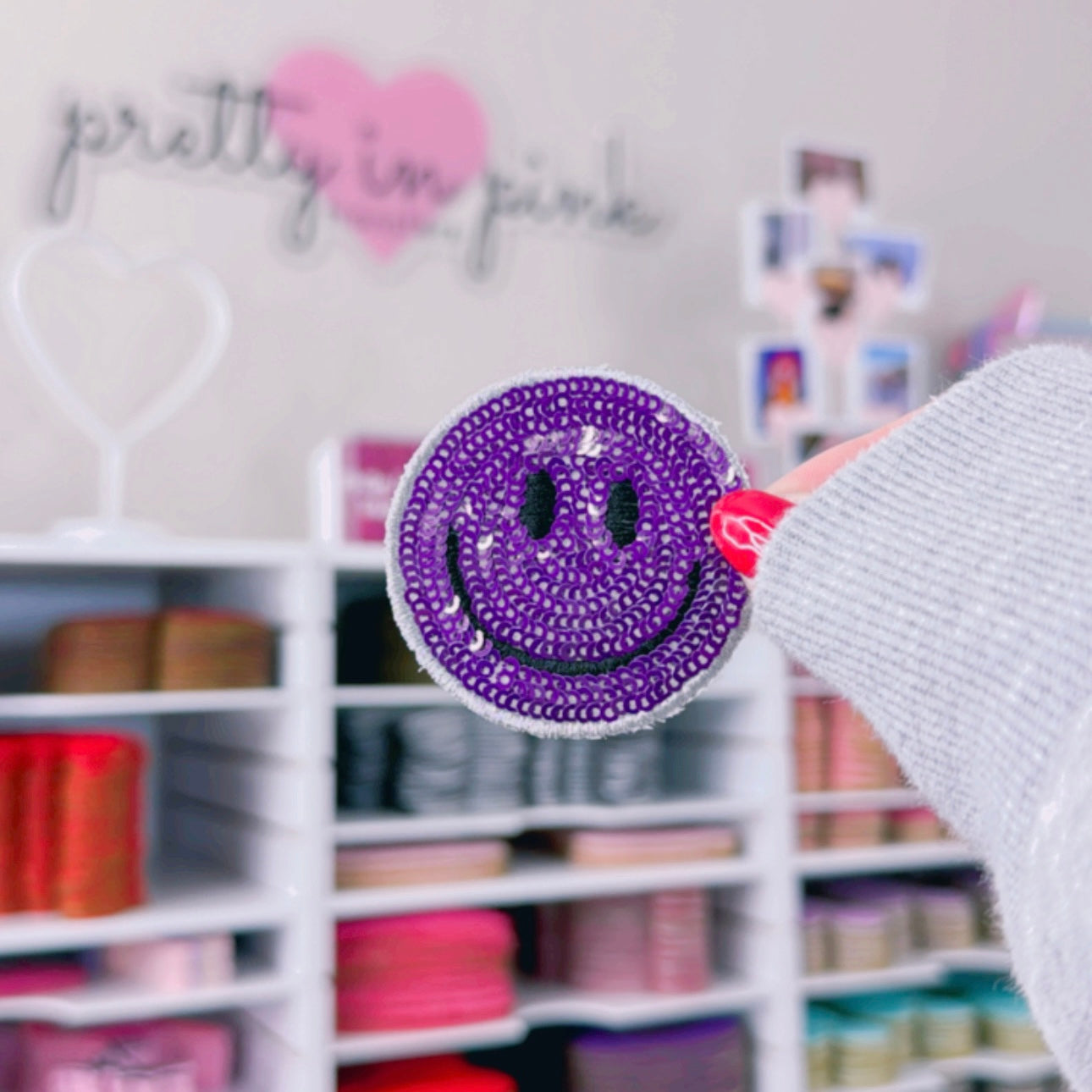 Smiley Face - Sequin Patch