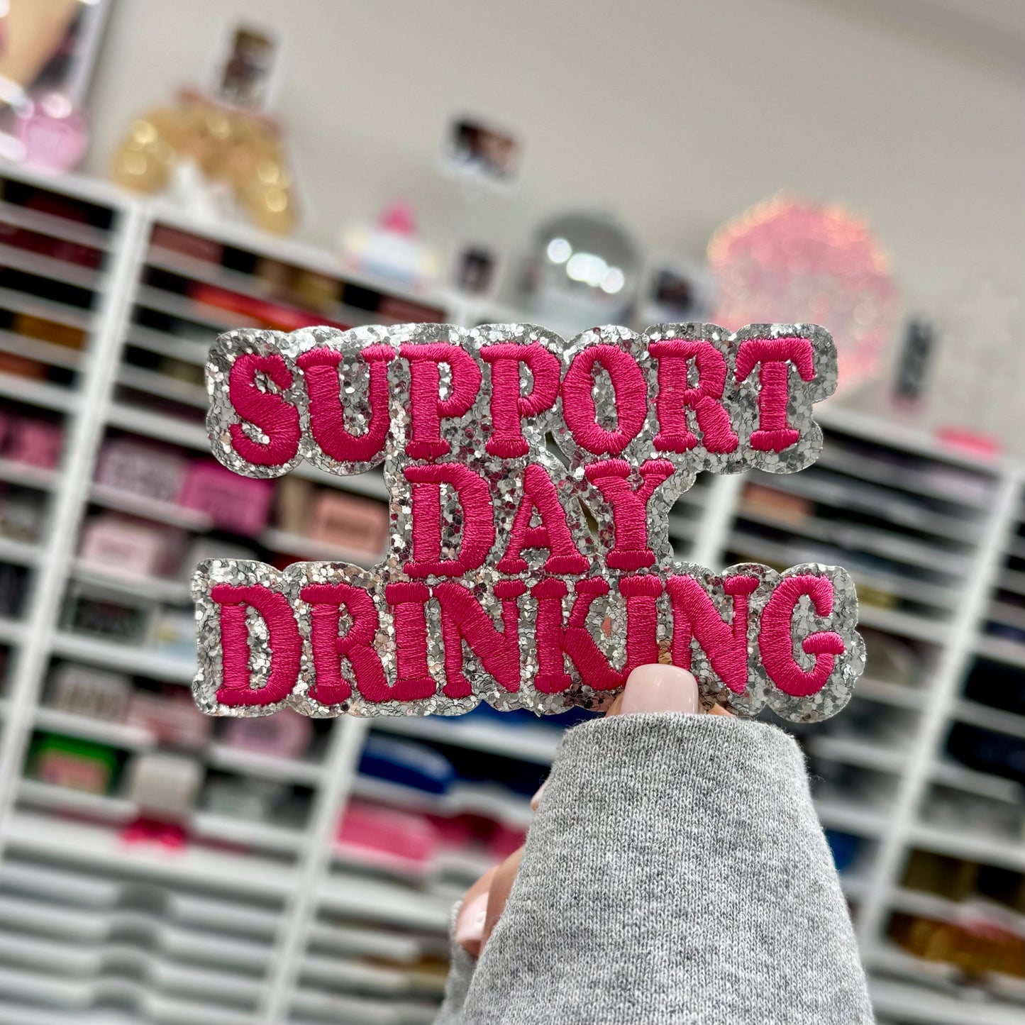 Support Day Drinking - Glitter & Embroidered Patch