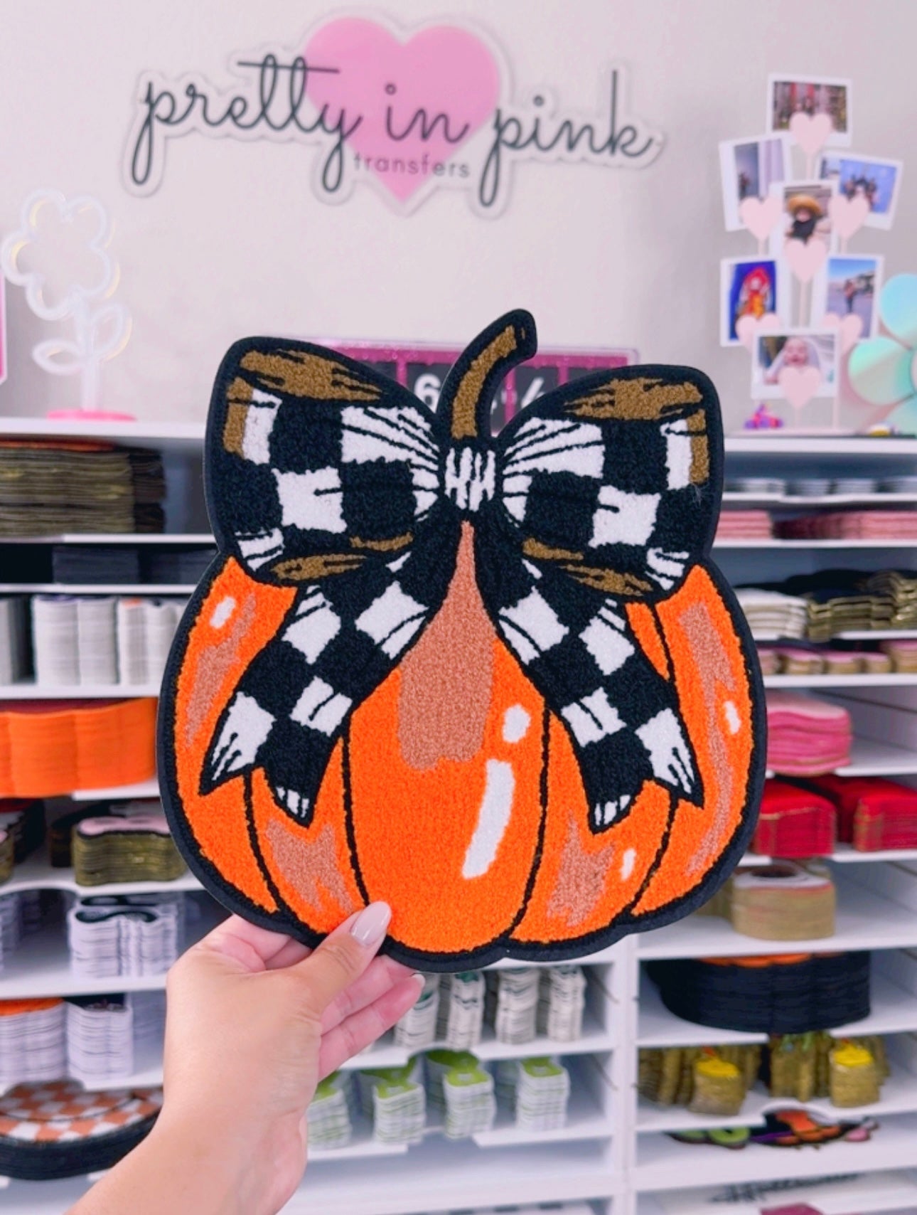 Checkered Bow Pumpkin - Chenille Patch