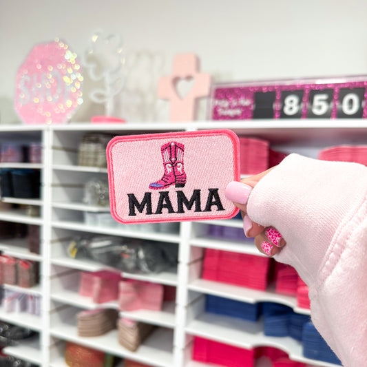 Pink Mama Boot - Embroidered Patch