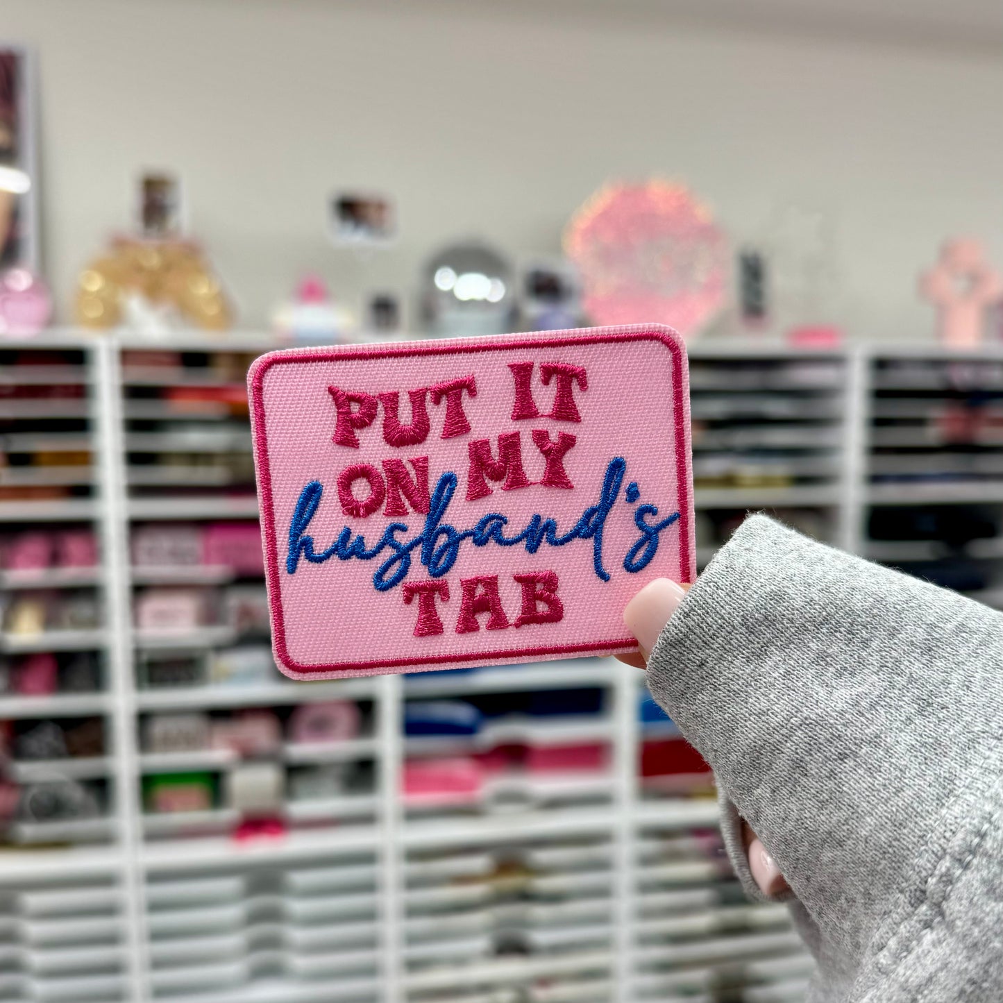 Put It On My Husband's Tab - Embroidered Patch