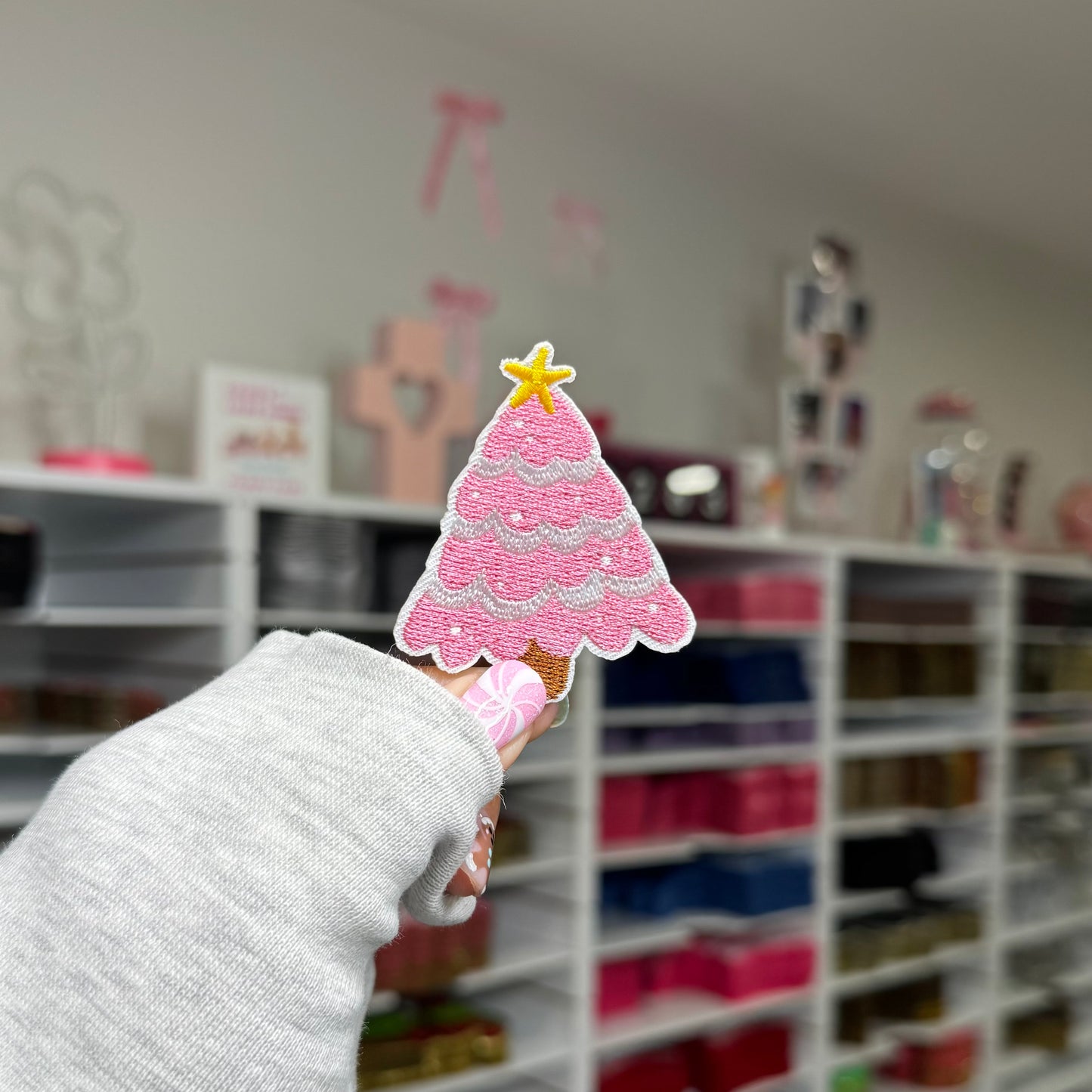 Pink Christmas Tree - Embroidered Patch