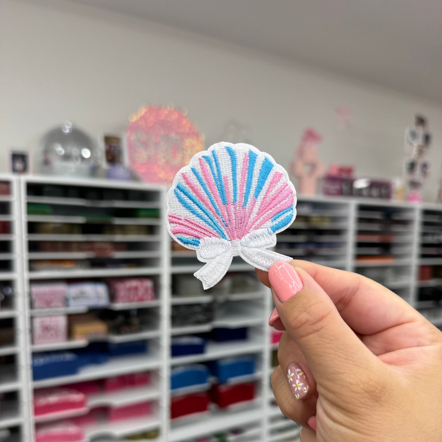 Pink & Blue Shell - Embroidered Patch