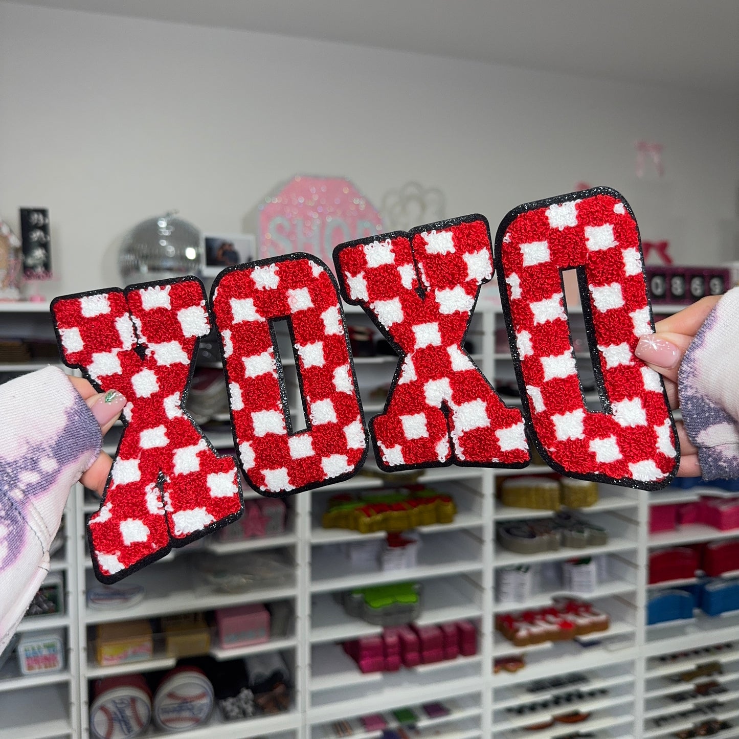 XOXO Red Checkered Varsity - Chenille Patch
