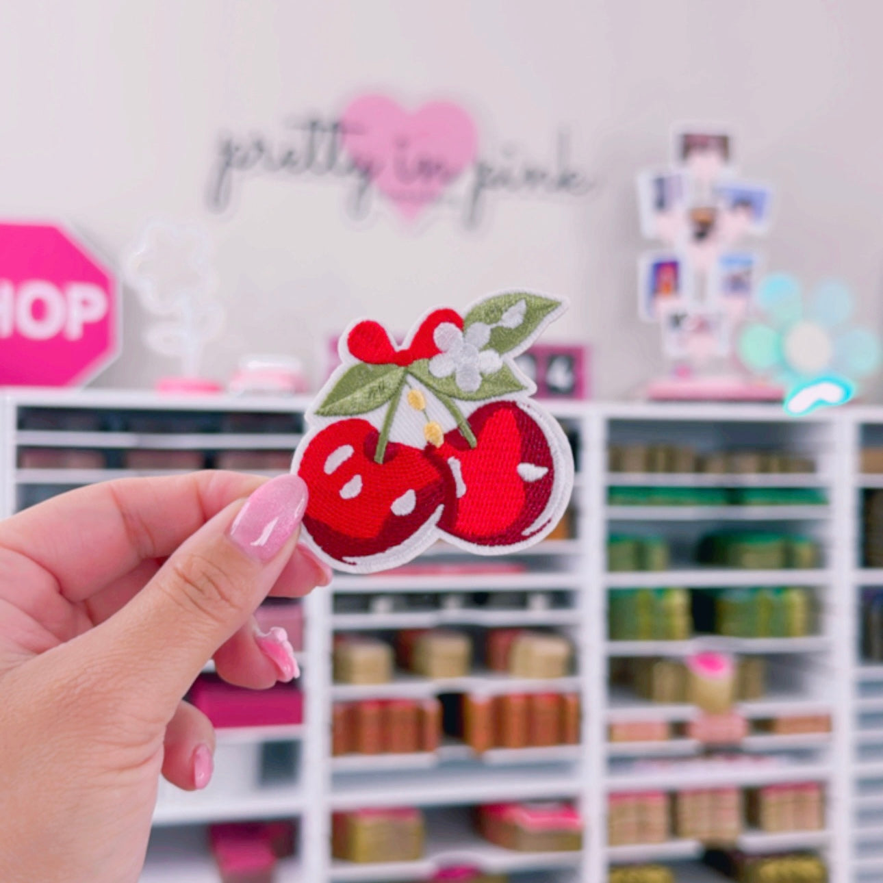 Red Cherries & Bow - Embroidered Patch