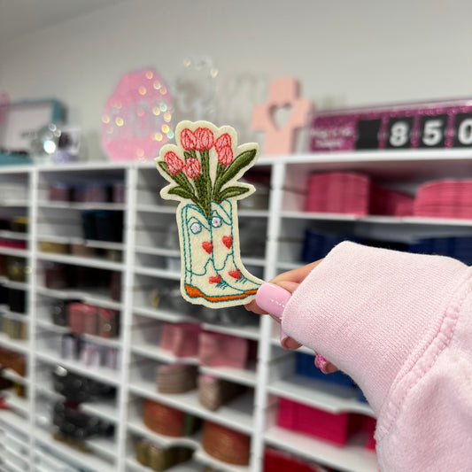 Tulip Boots - Embroidered Patch
