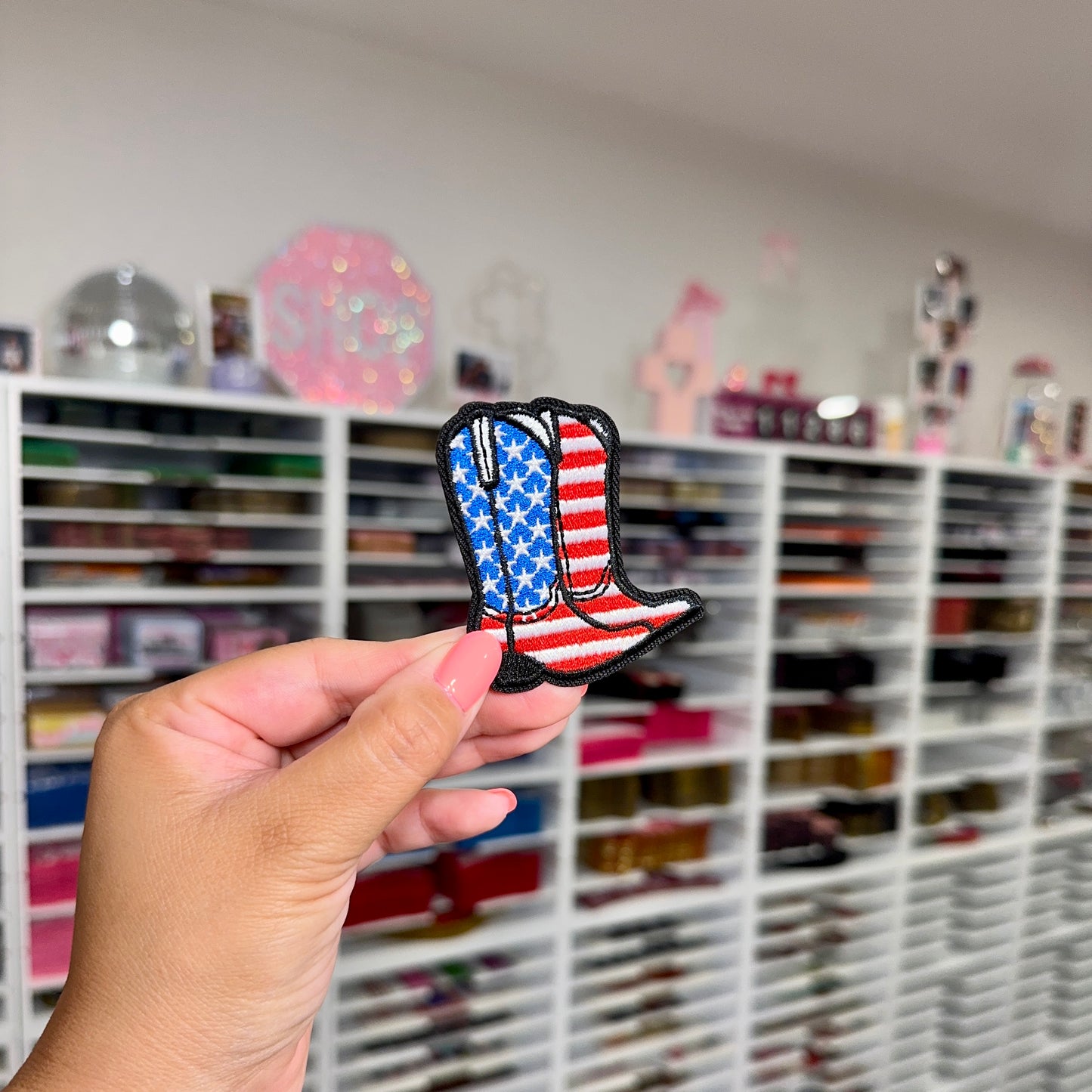 Red, White & Blue Boots - Embroidered Patch