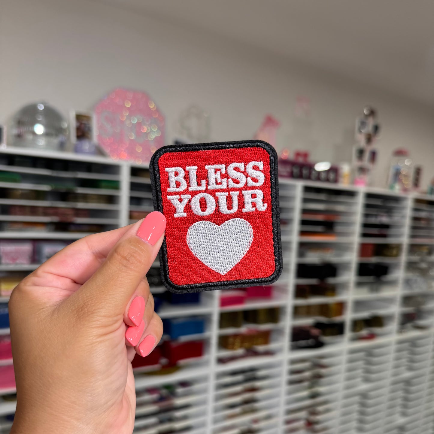Red Bless Your Heart - Embroidered Patch