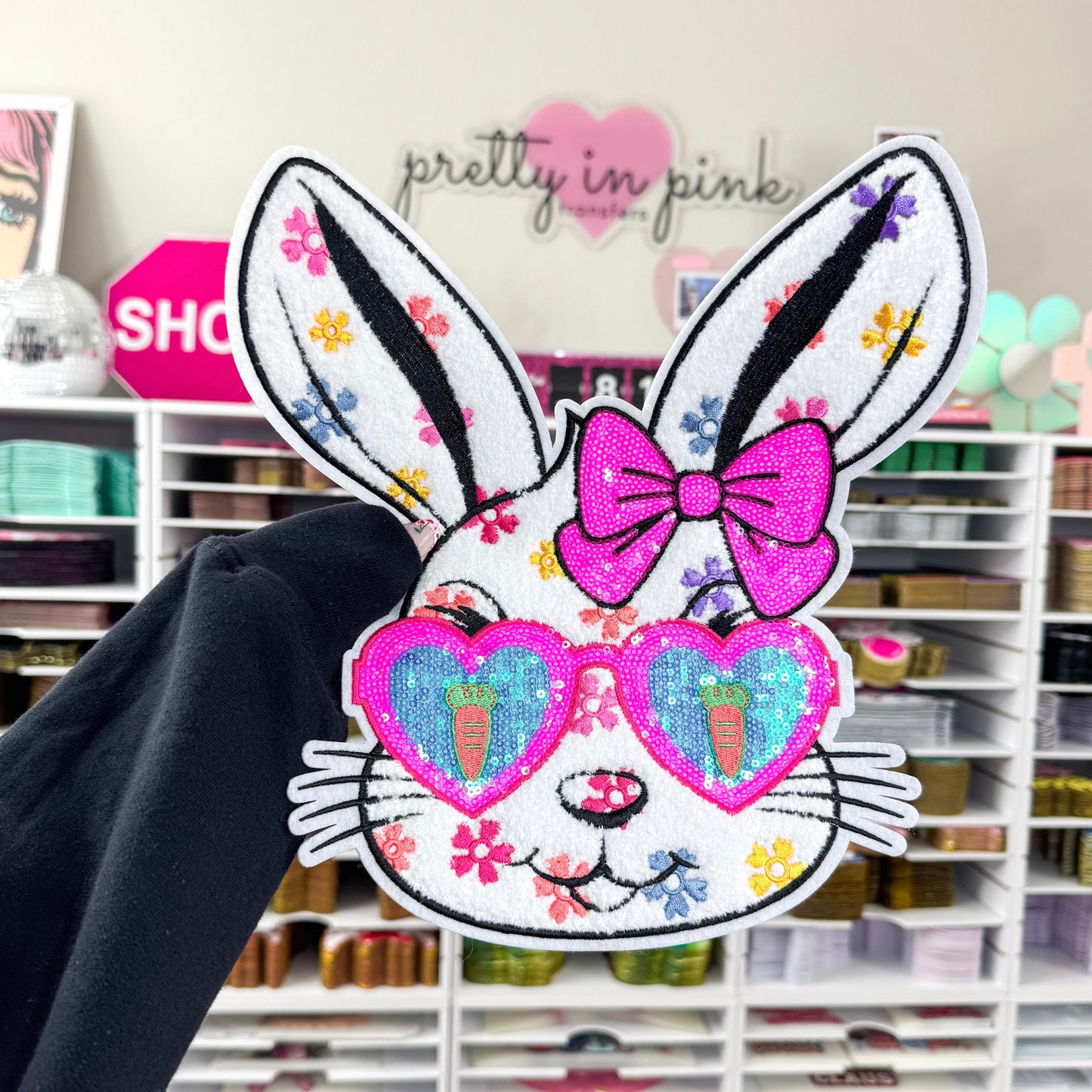 Carrot Glasses Bunny - Sequin + Chenille Patch