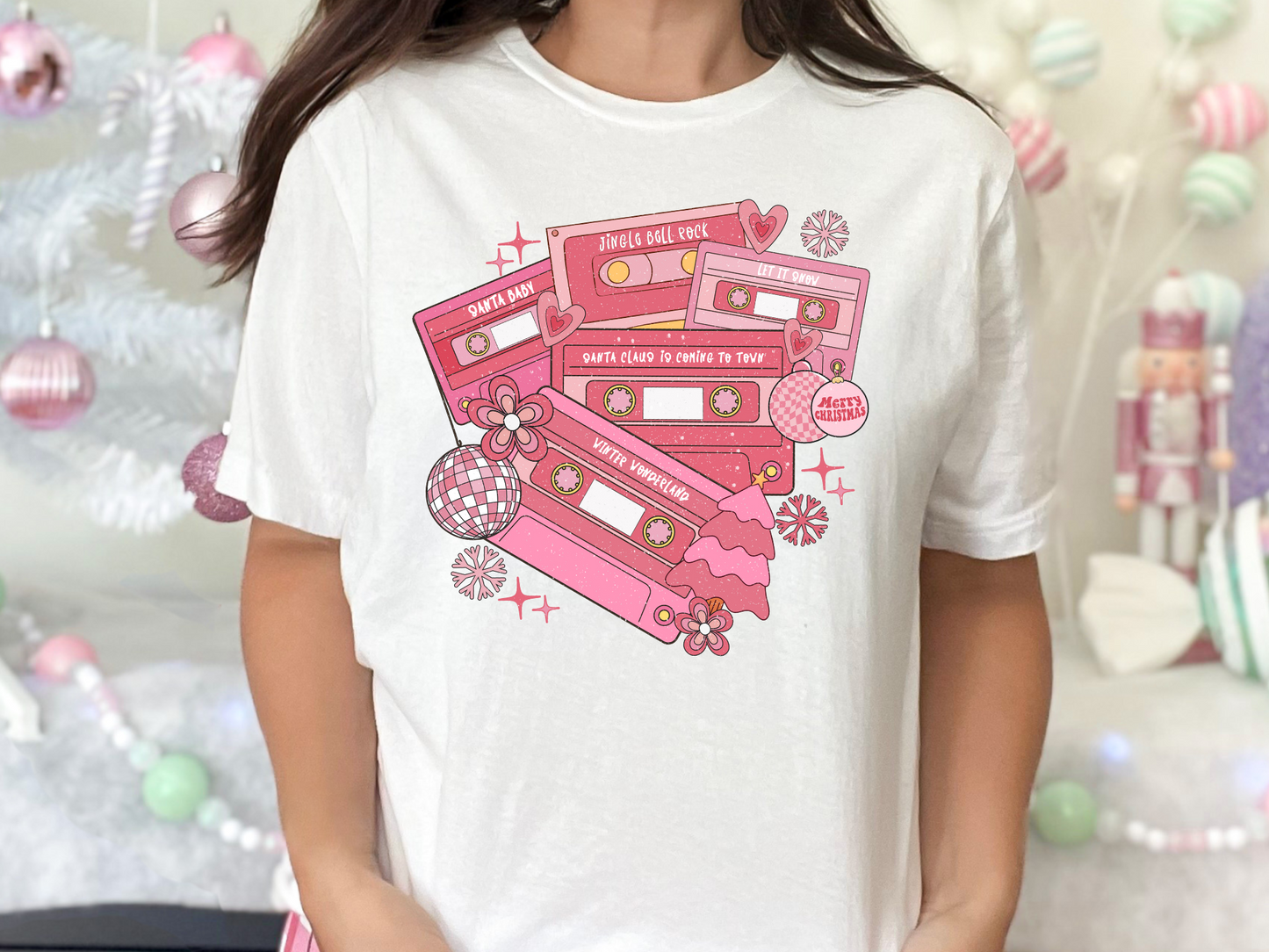 Pink Christmas Cassette Tapes