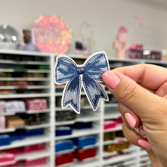 Blue Bow - Embroidered Patch