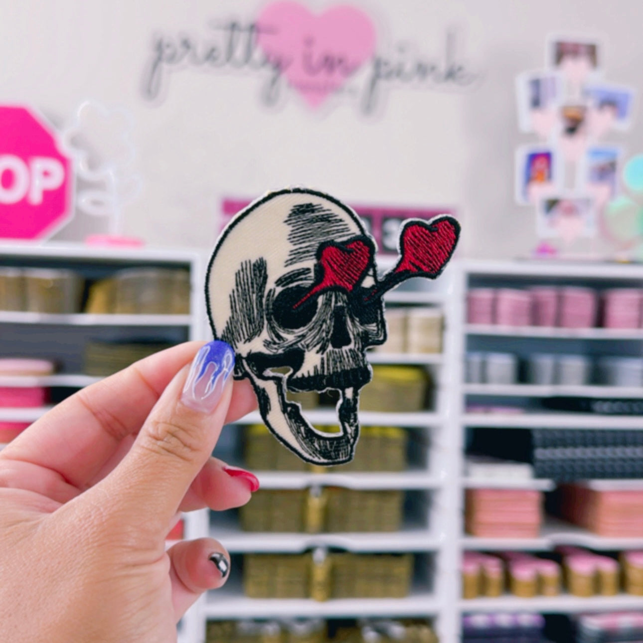 Skull Heart Eyes - Embroidered Patch