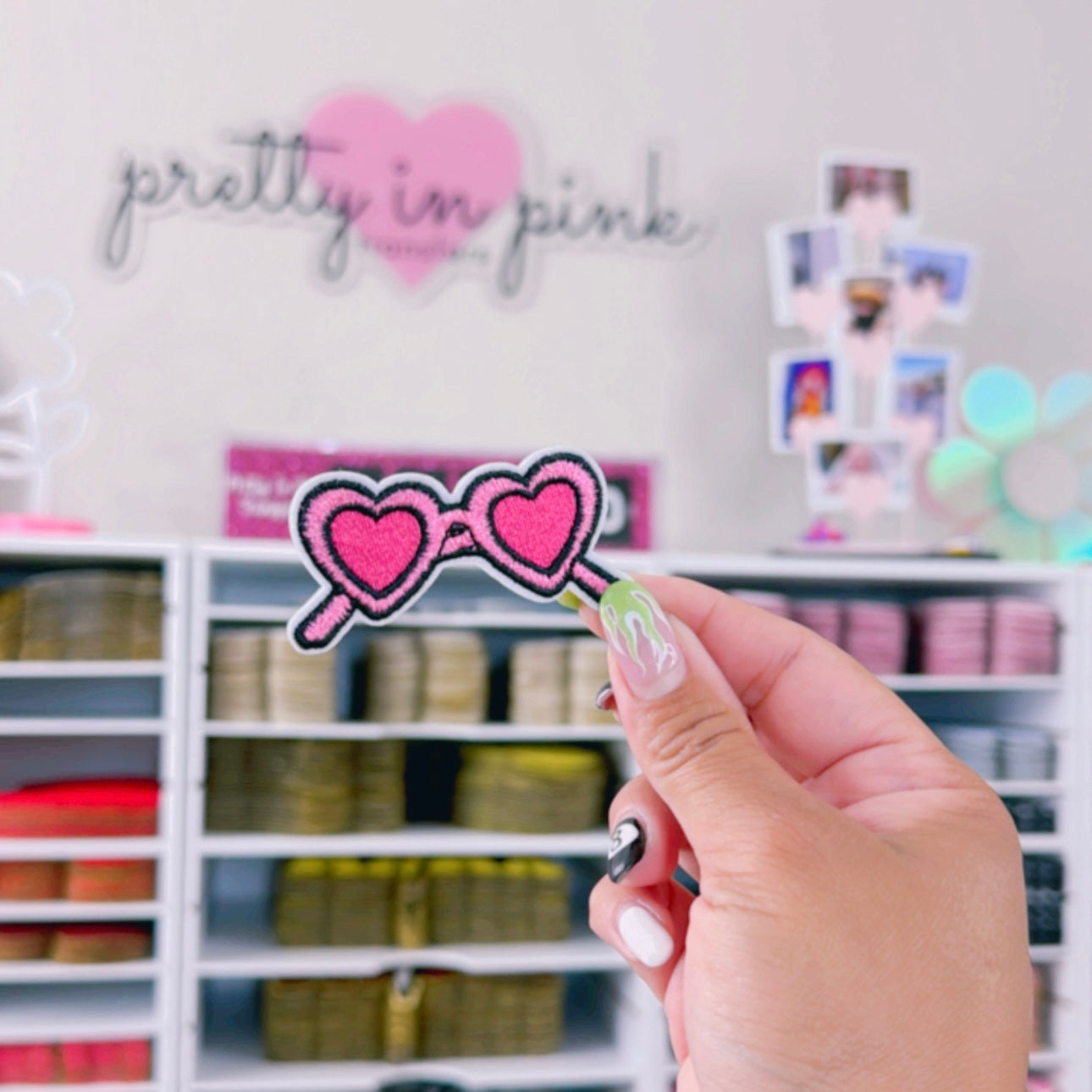 Pretty In Pink Heart Glasses - Embroidered Patch