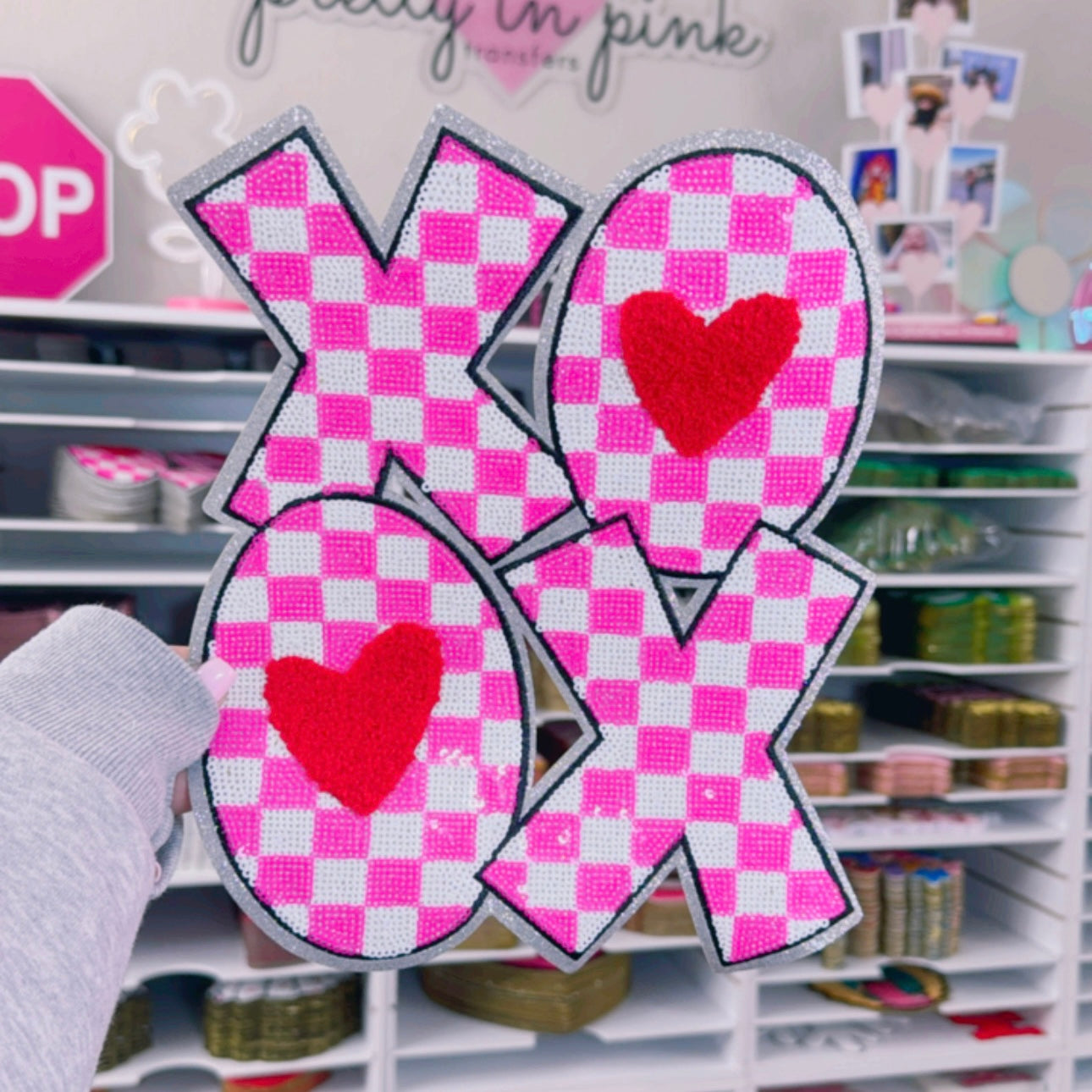 Checkered Xoxo - Sequin Patch