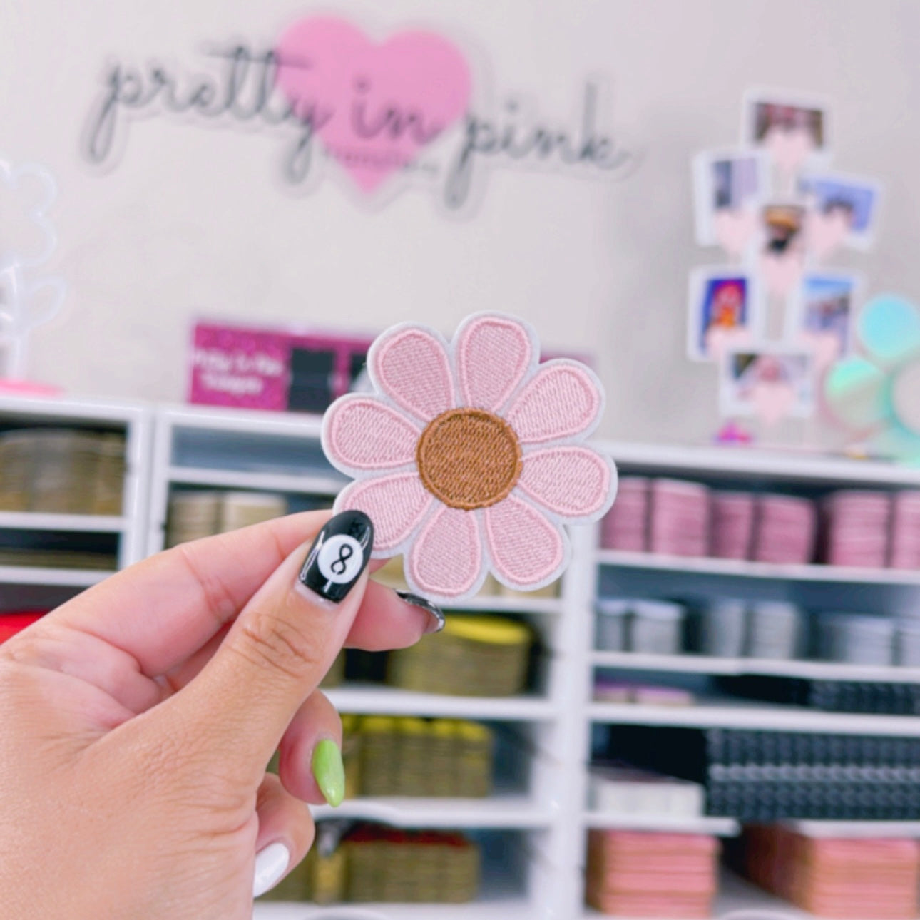 Pink & Brown Daisy - Embroidered Patch