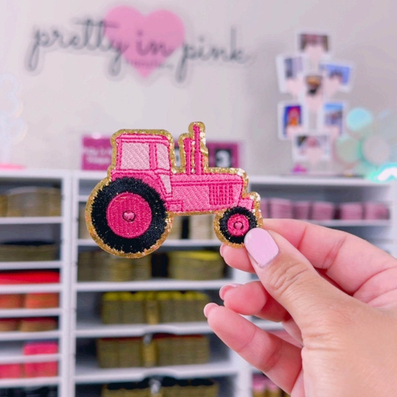 Pink Tractor - Embroidered Patch