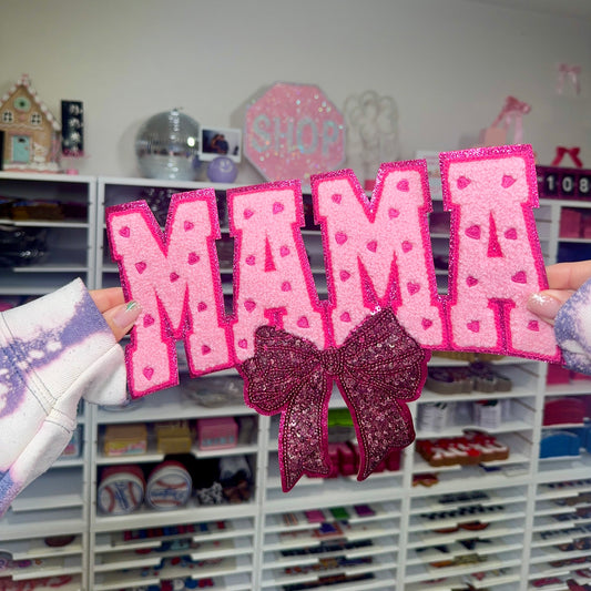 Mama Heart & Bow - Chenille Patch
