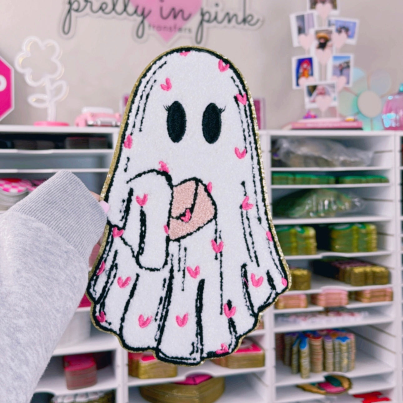 Valentine's Day Ghost - Chenille Patch