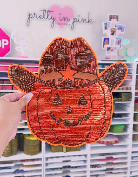 Cowboy Pumpkin - Sequin Patch