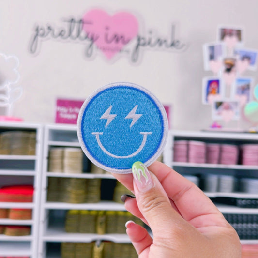 Lightning Smiley - Embroidered Patch