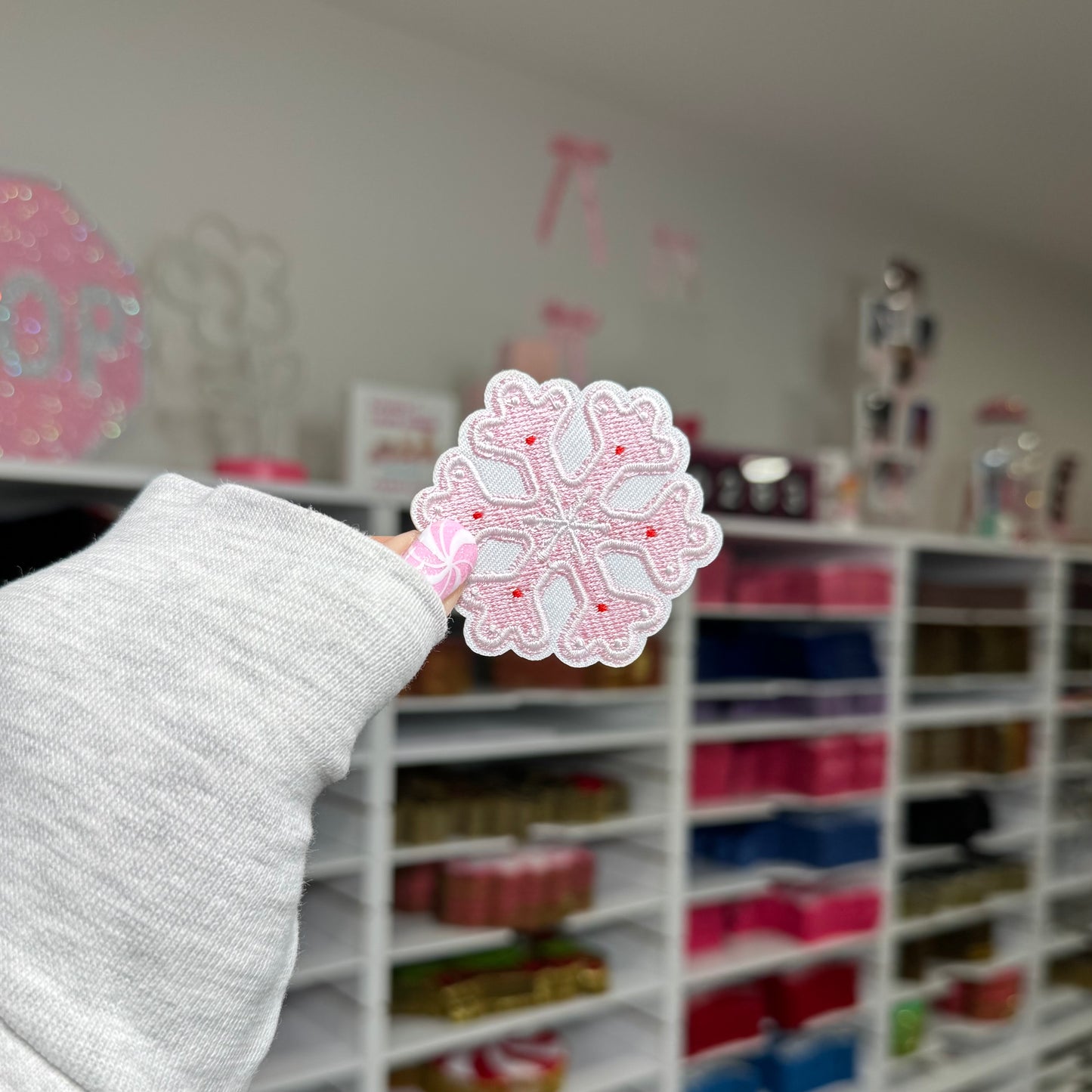 Pink Snowflake - Embroidered Patch