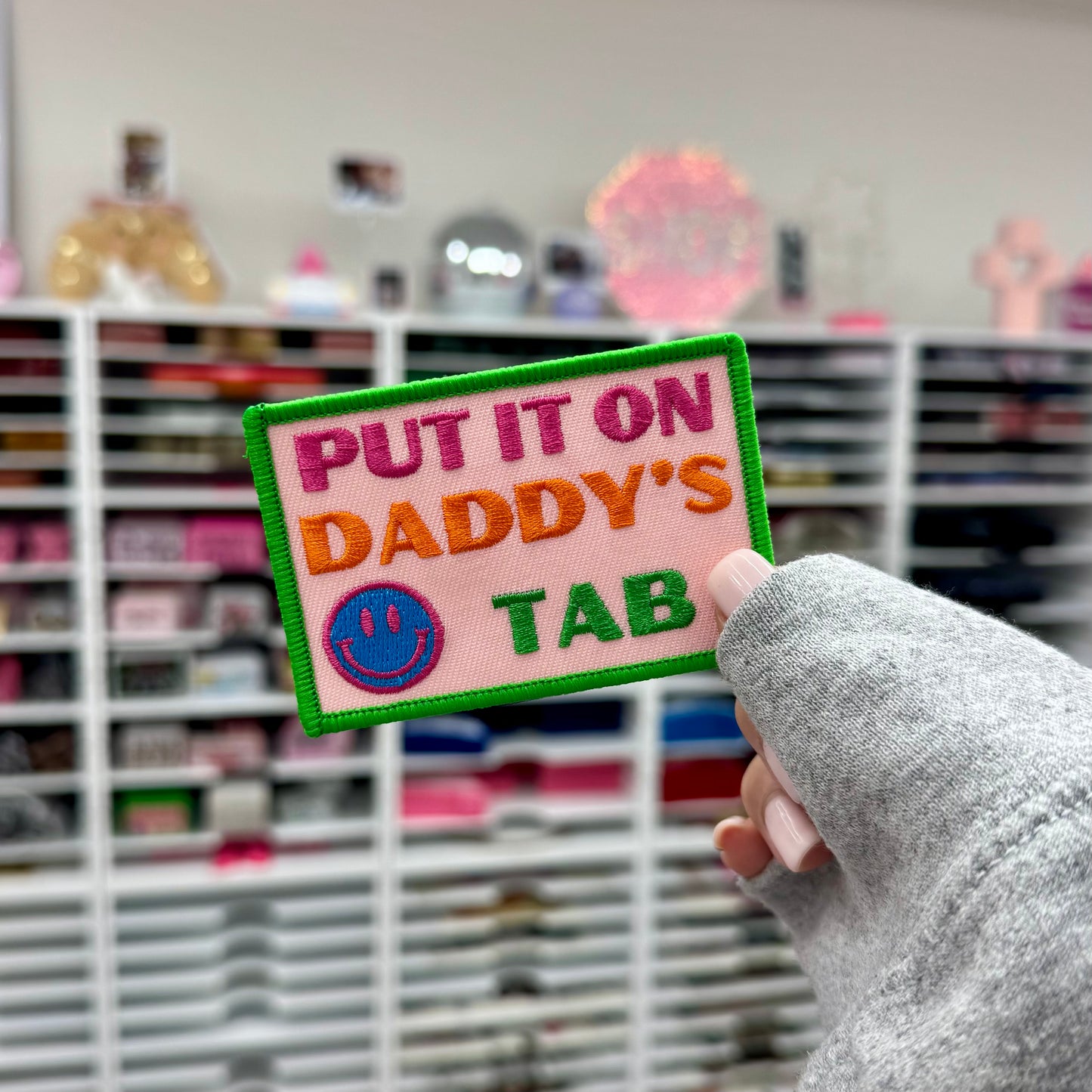 Put It On Daddy's Tab - Embroidered Patch