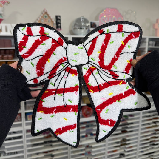 Christmas Cake Bow - Chenille Patch