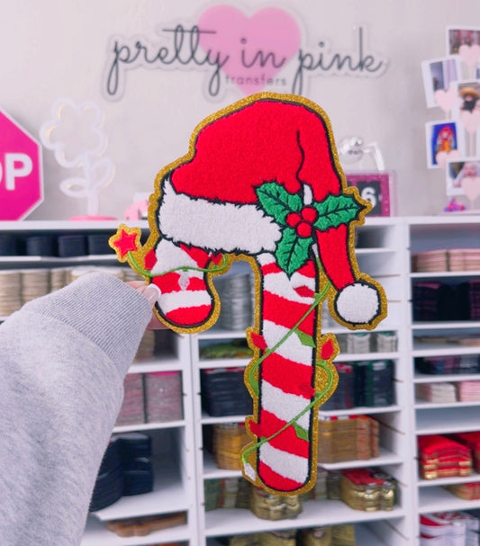 Christmas Light Candy Cane - Chenille Patch