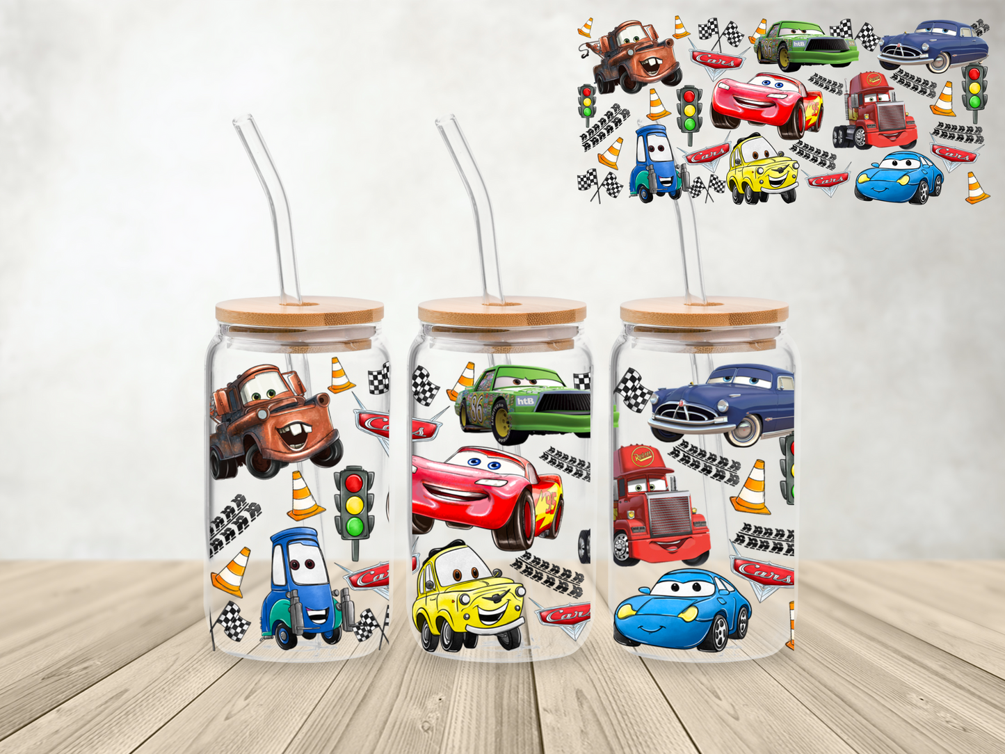 Cars (16 oz. Libbey Cup Wrap Transfer)