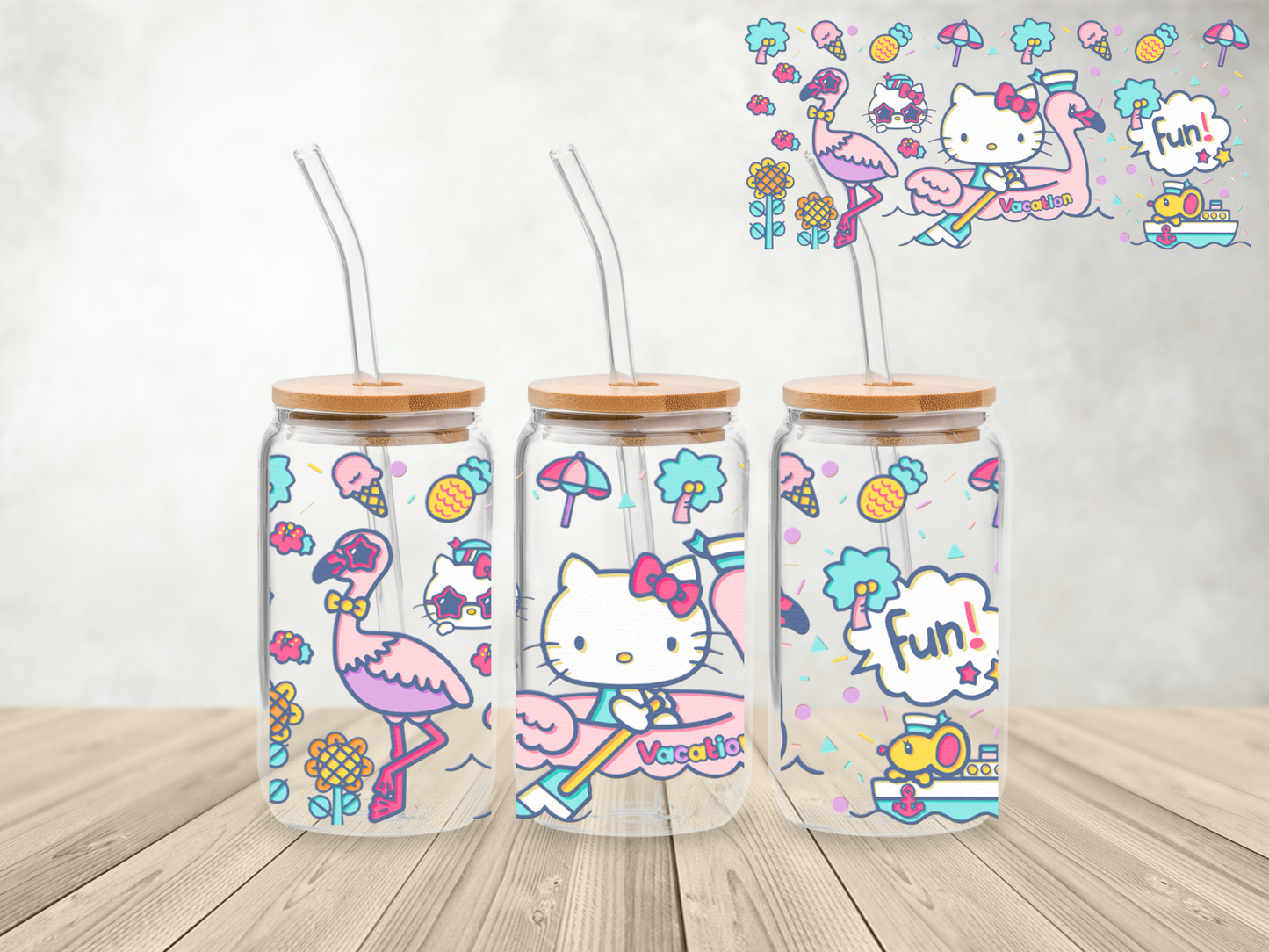 Kitty Fun (16 oz. Libbey Cup Wrap Transfer)