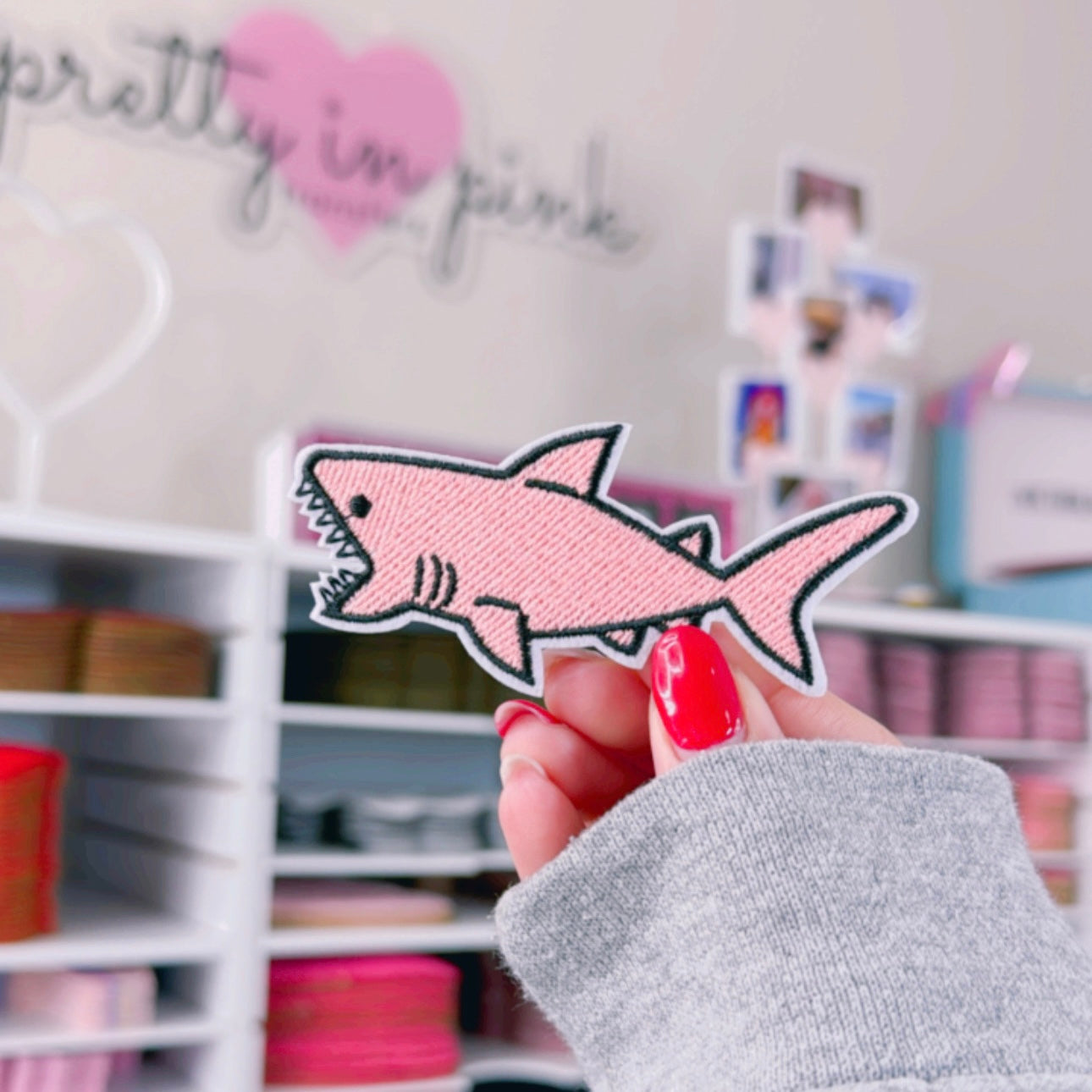 Pink Shark - Embroidered Patch