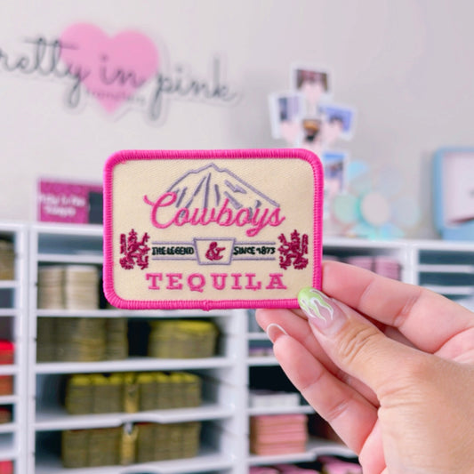 Pink Cowboys & Tequila - Embroidered Patch