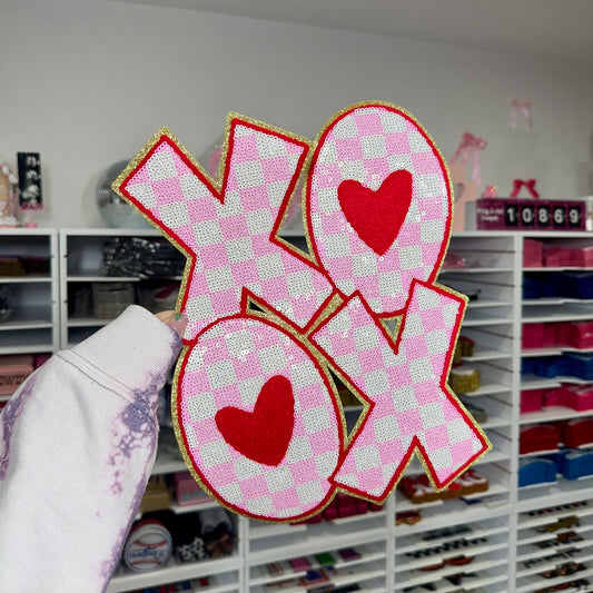 Stacked & Checkered XOXO - Sequin Patch