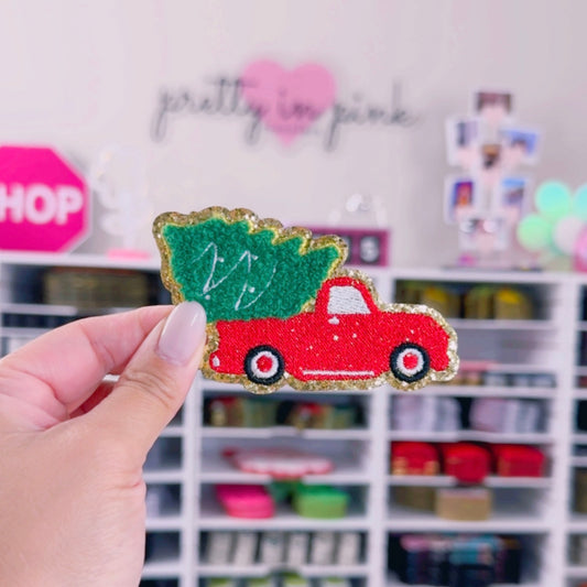 Red Truck & Christmas Tree - Chenille Patch