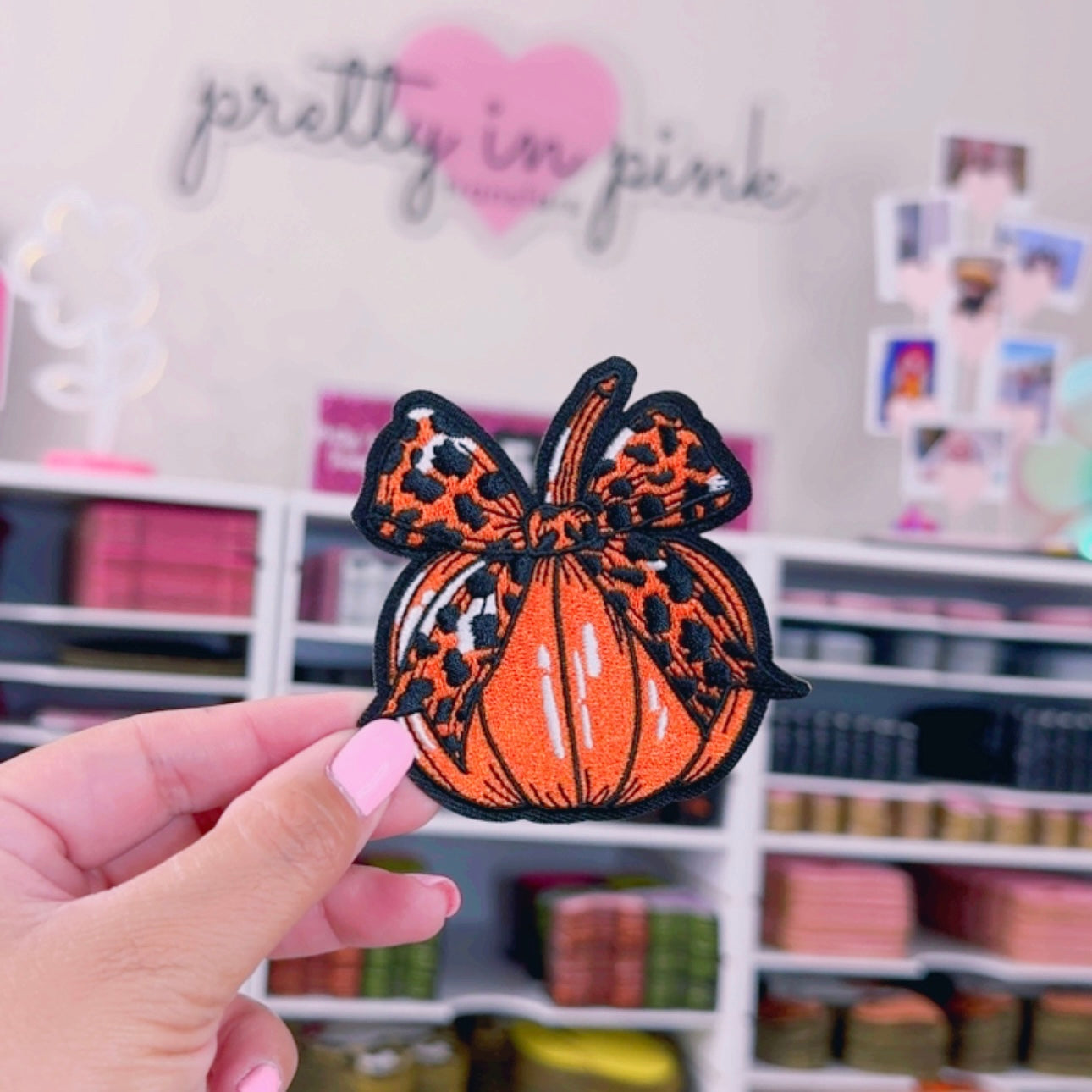 Cheetah Bow Pumpkin - Embroidered Patch