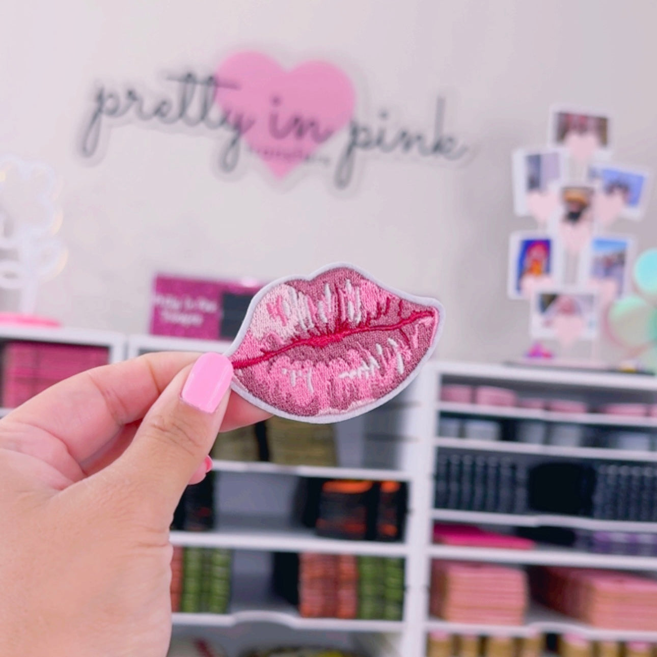 Pink Lips -  Embroidered Patch