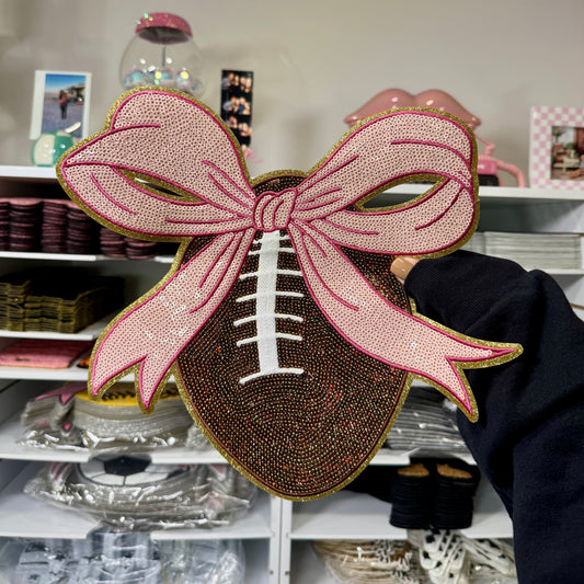 Football Bow - Sequin Patch