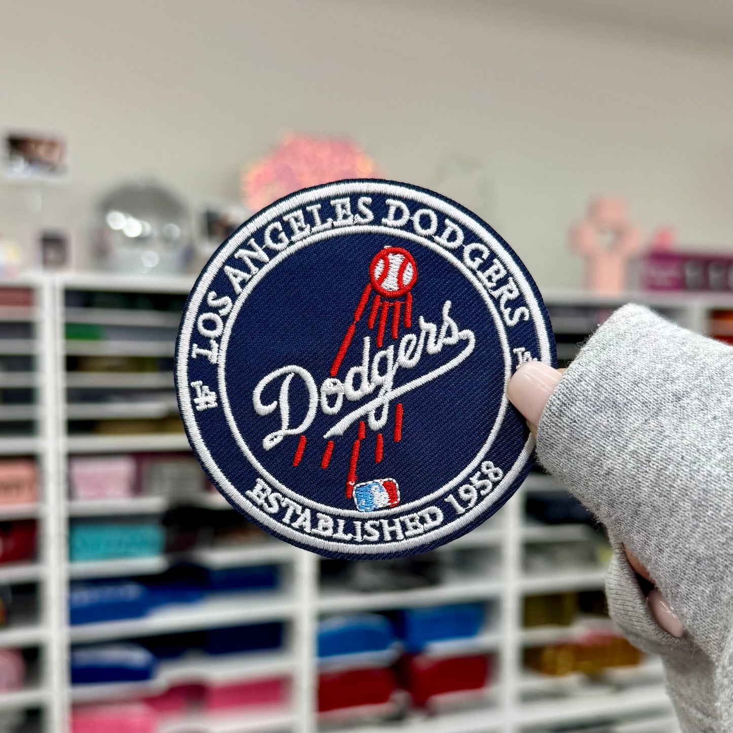 Red, White & Blue LA Circle - Embroidered Patch