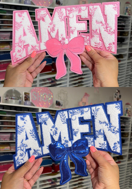 Amen Bow - Chenille + Sequin Patch