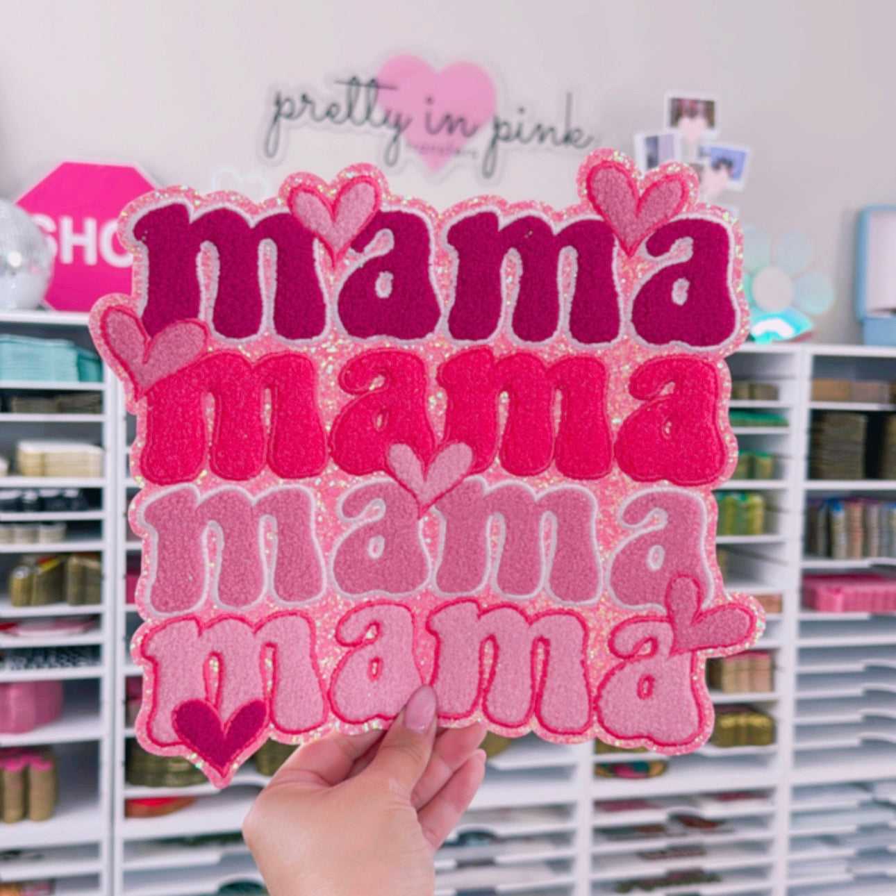 Mama Hearts - Chenille Patch