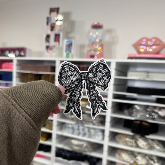 Black Lace Bow - Embroidered Patch