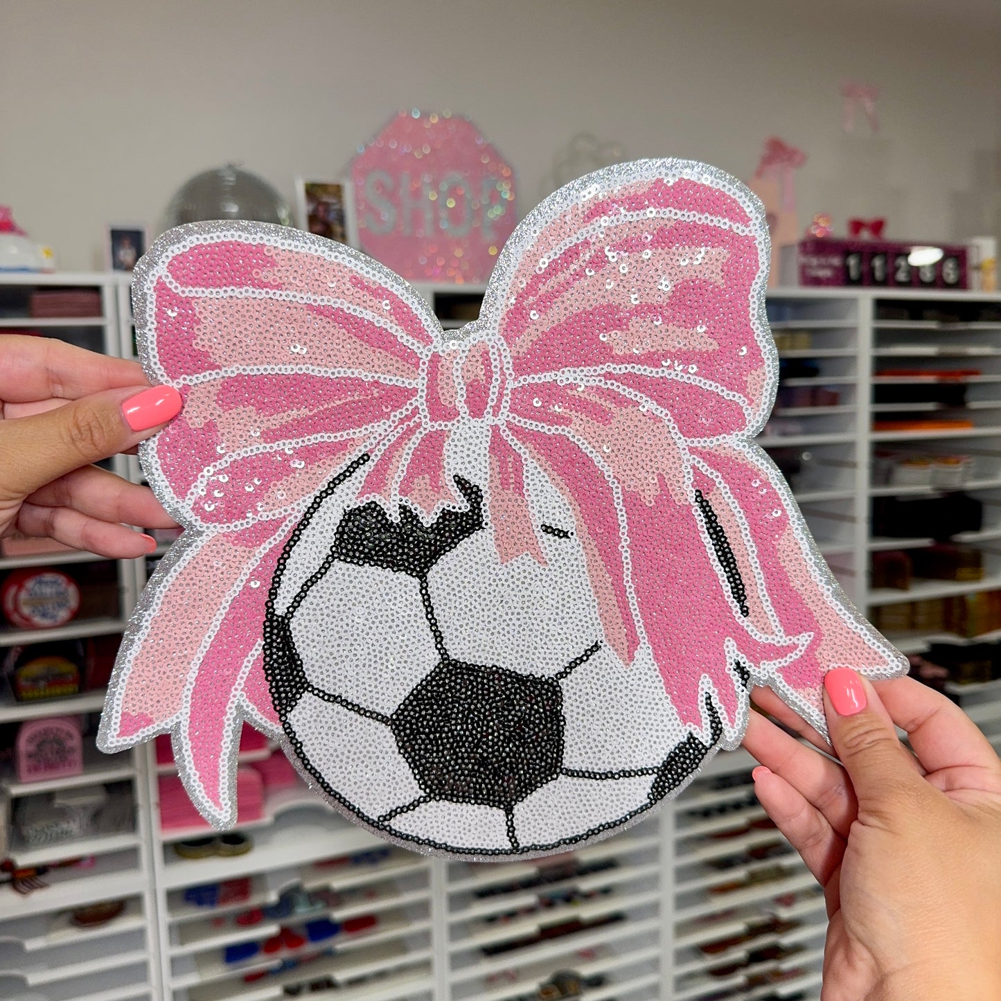 Soccer Bow - Sequin Patch