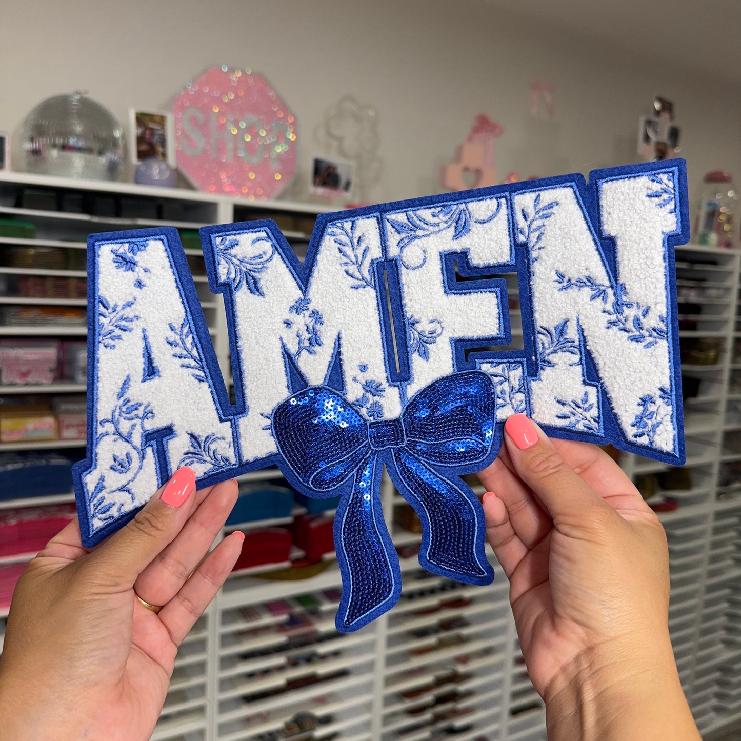 Amen Bow - Chenille + Sequin Patch