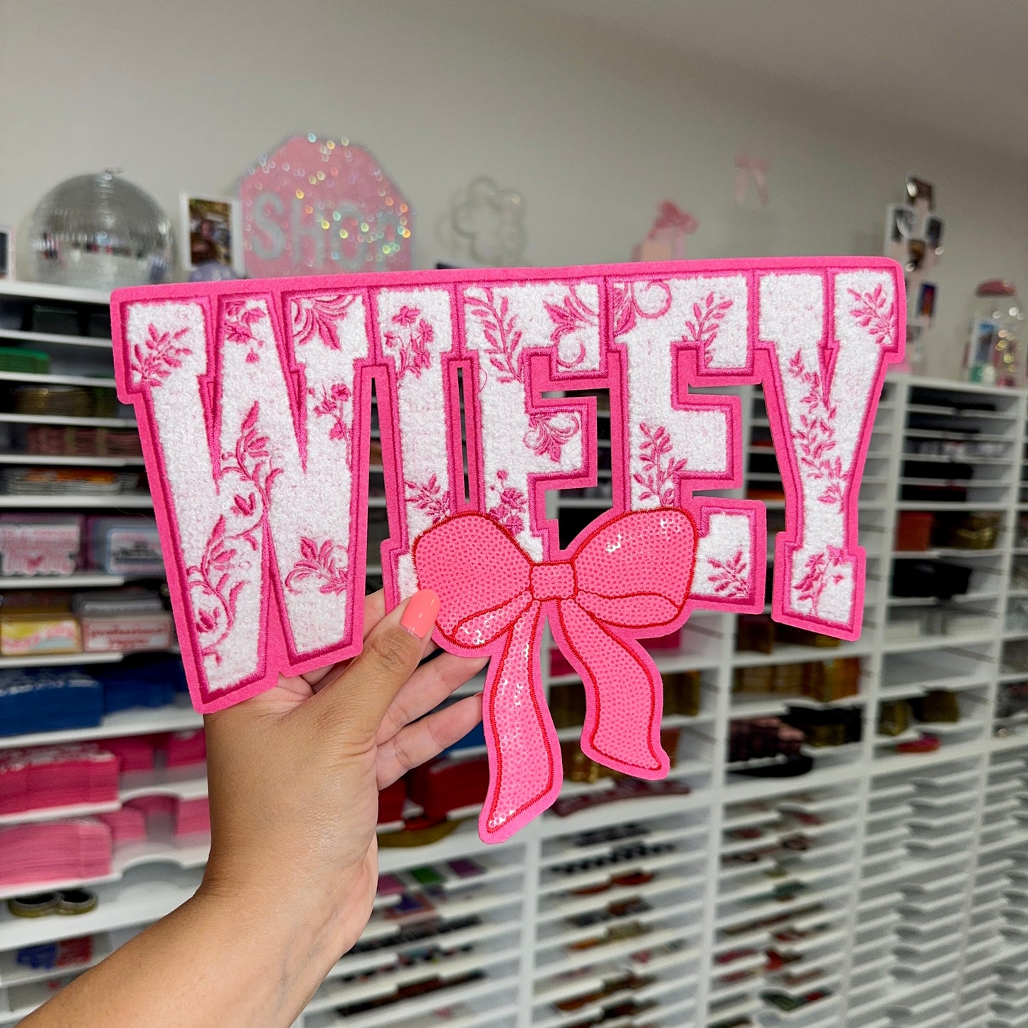 Wifey Bow - Chenille + Sequin Patch
