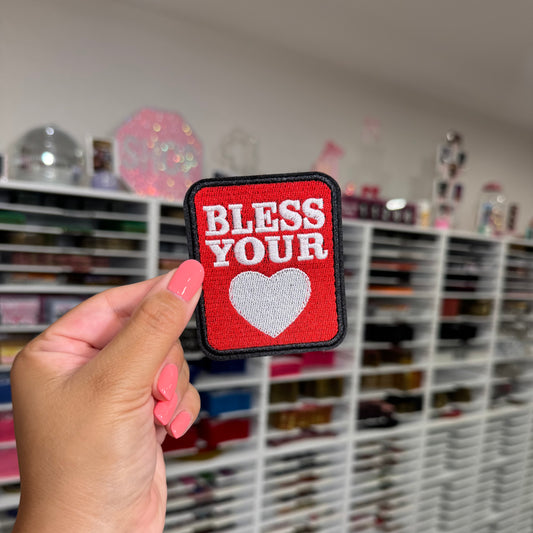 Red Bless Your Heart - Embroidered Patch