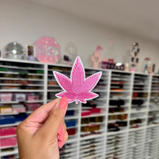 Pink Leaf - Embroidered Patch