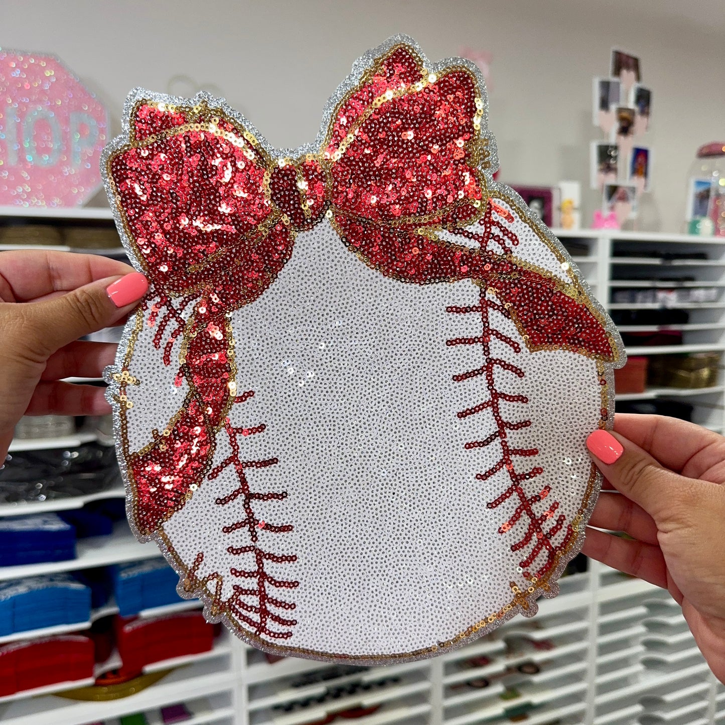 Baseball Bow - Sequin Patch